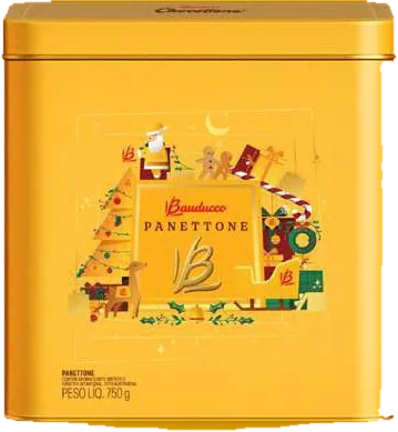 Panettone Bauducco Lata 750 g, embalagem