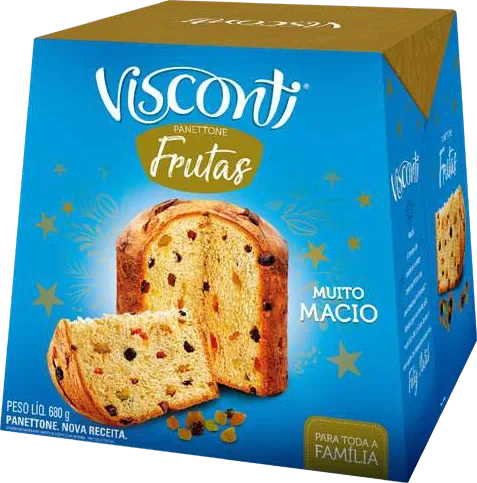 Panettone Frutas Visconti 680 g, embalagem