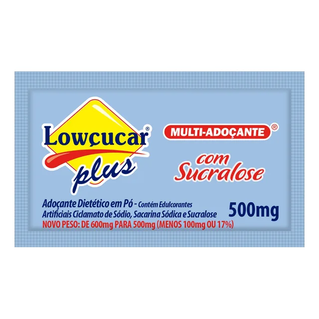 Adoçante Multi Lowçucar, embalagem de 500 mg