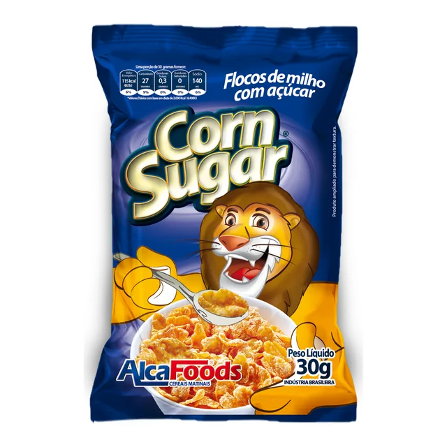 Cereal Matinal Corn Sugar Alca Foods, embalagem de 30 g