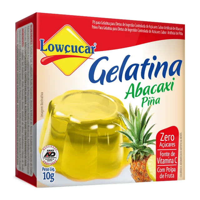 Gelatina Abacaxi Lowçucar, embalagem de 10 g