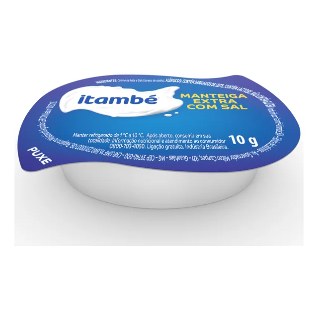 Manteiga Com Sal Itambé, embalagem de 10 g